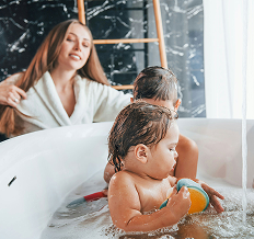 Family in a bath